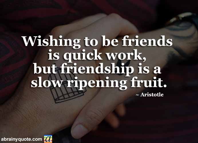 Aristotle quotes on Friendship and Slow Ripening Fruit