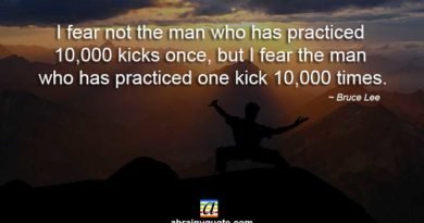 Bruce Lee Quotes on Landing 10000 Kicks